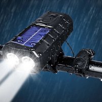 AliExpress Solar Bicycle Light 2400mAh USB Rechargeable Power Display MTB Mountain Road Bike Front Lamp with Horn Flashlight Bicycle Light
