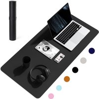 Tapis de bureau en cuir PVC imperméable, tapis de table fin, grand tapis de souris, média, ordinateur portable, écriture, tapis en polymères, noir, rose, accessoires d'entreprise