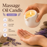 Ceramic Massage Oil Candle Lavender Soothing Floral Scented Low Melt Body Massage Candle Warm Oil Skin Nourishing Home Spa Gift