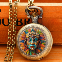 Vintage Pocket Watch Bohemia Cool Elegant Exquisite Clock With Necklace Chain Retro folk-custom Female Ladies Relogio Best Gift