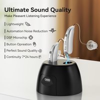 Noise Cancelling Sound amplifier Rechargeable BTE 220MS Hearing Aid Comfortable Fit Easy to Use for Severe Hearing Loss Seniors