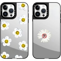 Smile Face Daisy Flowers Mirror Phone Case With MagSafe For iPhone 17 16 15 14 13 12 Pro Max Plus Air Anti-drop Back Cover