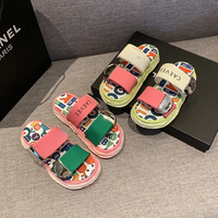 Summer New Platform Soled Ladies Shoes Cross Slippers Women's Wear Graffiti Beach Sandals Metal Buckle Woman Slippers
