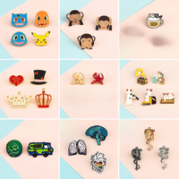 2~5 Pcs/set Creative Enamel Brooches Cute Cartoon Animals Cup Crown Heart Badge Jewelry Lapel Pin for Kids the Best Friend Gifts