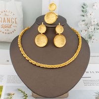 Luxury Gold Color 45cm Chain Earrings Fashion 8 Shape Necklace Ring Copper Dubai African Women 3PCS Jewelry Set Wedding Gift