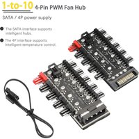 1-to-10 4-Pin 12V PWM Fan Hub — Temperature-Controlled Speed Adjustment Board & Splitter