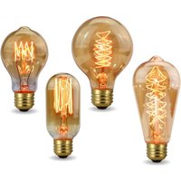 40W Retro Edison Bulb E27 220V Light Bulb A60 ST58 ST64 T10 T45 T185 G80 G95 Filament Vintage Ampoule Incandescent Spiral Lamp