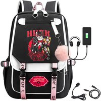 Anime Hazbin Hotel Husk Print Backpack Women Girls Fashion Travel Adjustable Shoulder Large Capacity Backpacks