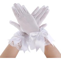 Women Party Bow Lace Gloves Floral for Bridal Elegant Short Tea Dinner Funeral
