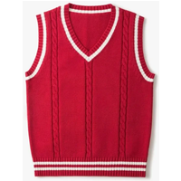 Striped White Knitted Sweaters for Men Blue Sleeveless Man Clothes V Neck Vest Red Waistcoat Jumpers Sweat-shirt Cigaret Cotton