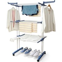 Heavy Duty 4 Tier Clothes Drying Rack Foldable Portable Laundry Airer with Wheels for Indoor Outdoor Home Use