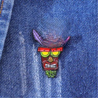 Anime Crash Bandicoot Mask Badge Game Character Brooch Bag Clothing Pin Accessories Wholesale Gifts for Friends