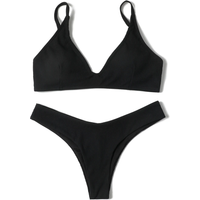 ZTVitality Black Sexy Women Swimsuit 2022 New Arrival Padded Bra Ribbed High Cut Bikini Beachwear Swimwear Brazilian Biquini S-L