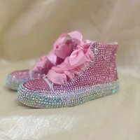Dollbling Shinny Sparkly Crystal Rhinestone Red Christmas Canvas Shoes Wedding Bridal Flower Girl First Communion Sneakers