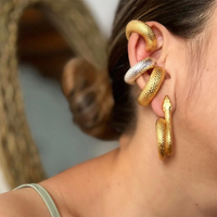 Uworld Chunky Ear Cuff Waterproof 18K PVD Real Gold Plated Stainless Steel Hypoallergenic Earrings Statement Ear Clip for Women