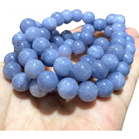 Natural Stone Blue Angelite Beads Loose Round Spacer Beads for Jewelry Making DIY Charms Bracelets Accessories 6 8 10MM 15''
