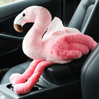 1pcs Pink Flamingo Tissue Box Cover Creative Car Armrest Tissue Case Cute Plush Toys Decorative Napkin Holder For Home Decor