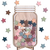 36 Wooden Star Reward Jars, Bohemian Star Paper-Cutting Positive Behavior Chart, Base Management Tool