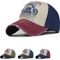 Men Print Cotton Adjustable Snapback Caps Fashion Motorcycle Graffiti Washed Baseball Cap Summer Hip Hop Sun Dad Hat