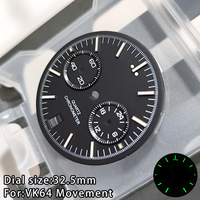 VK64 Dial 32.5mm Watch Dial For VK64 Movement Dial Accessories VK64 C3 Green Luminous Dial For VK64 Quartz Movement Dial