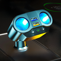 Car Cigarette Lighter Splitter Car Fm Transmitter Bluetooth Hands-Free Car Charger Dual Usb Qc3.0 12V/24V Fast Charger Socket