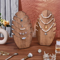 S/L Wooden Necklace Display Stand, Leaf Shape Jewelry Holder Organizer Rack Small Necklace Display Bust Easel for Home