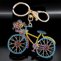 AliExpress JYTF Colorful Crystal Bike Flower Bicycle Key Chain Women Alloy Rhinestone Gold Color Sport Keyring Accessories Jewelry Gift K9439S04