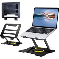 360° Rotatable Metal Portable Laptop Tablet Stand Riser, Adjustable Height & Angle Ergonomic Desk Holder Bracket, Universal Aluminum Desktop Mount Stand for Notebook, Tablet, Laptop, Home Office Study