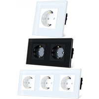 TAWOIA Wall Power Socket EU Standard 16A Double Socket 3 Outputs Socket Black White Grey Glass Panel 110V-250V Multiple Sizes