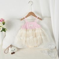 Summer baby girls mesh suspenders triangle dress bow suspenders triangle jumpsuit