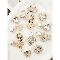 16PCS Ballet Girl Shoe Charms ABS Rhinestone Buckle Decorations DIY Bling Jewelry PIns Clog Accessories Fit Women Halloween Gift