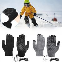 AliExpress NONE Electric USB Heated Gloves Winter Gloves Thermal Touch Screen Thermal Windproof Warm Knitted Glove Motorcycle Bicycle Gloves