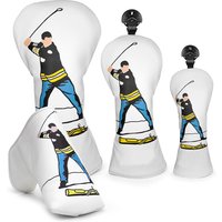 Golf Headcovers High Qaulity Driver Wood Cover Set Gil-more White Premium Leather Driver Fairway Hybrid Golf Wood Clubs Head