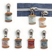 5PCS 50mm denim retro style epoxy 5# nylon puller slider clothing jacket zipper head DIY sewing repair kit