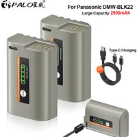 PALO 2500mAh DMW-BLK22 DMW BLK22 Battery with USB-C Charging for Panasonic LUMIX DC-S5 DC-S5 II DC-S5 IIX GH5 II GH6 DC-GH5LK