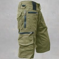 New Summer cotton casual cargo shorts men's trend all matching plus-size simple fashion loose seven-point pants Straight pants