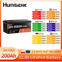 Humsienk 12V 200Ah LiFePO4 Batterie, 12 Volt Lithium-Trollingmotor-Batterie 2560Wh mit Niedertemperaturschutz, bis zu 15000 Tiefentladungszyklen, integriertes 250A BMS für Marine, Boote, Wohnmobile &