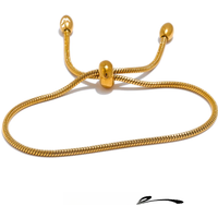 Yhpup Fashion Exquisite Basic Chain Pull-out Adjustable Bracelet Bangle Gold Platinum Plated Daily High Quality Jewelry Gift