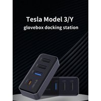 4-in-1 USB Hub Suitable for Tesla Model 3 and Model Y Versions After 2023, Used for the Glove Box, Dashcam, USB Charging, Data T