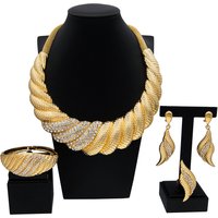 Necklace For WomenBig Necklace Jewelry Set Dubai Bridal Wedding Luxury Gold Plated Bracelet African American Jewelry Party
