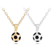 Football Pendant Necklace Golden Silvery Alloy Drip Glaze Material Sports Wind Chain Necklace Men and Women Jewelry Lovers Sport