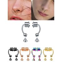 2Pcs 5Pcs Magnetic Nose Ring Stainless Steel Horseshoe Non Pierced Fake Septum Jewelry Gift