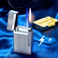 Metal Loud Double Fire Direct Rush + Open Flame Electroplating Inflatable Lighter Novel Cigarette Lighters & Smoking Accessories