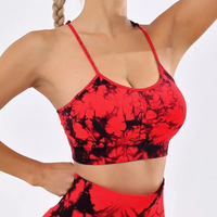CZGUKE Tie Dyed Seamless Suspender Vest Women's Yoga Vest Gym Sports Top Running Vest Women's Bra without Bra Pad