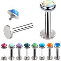 1PC Stainless Steel Opal Stone Labret Stud Lip Ring Ear Cartilage Piercings Helix Tragus Earring Medusa Piercing Body Jewelry