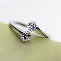 Real 925 Sterling Silver Rings Open Design 925 Sterling Silver Aaa Zirconia Adjustable Ring Party Jewelry For Women Sr60
