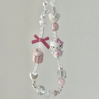 Fashion cute kitty cat bow beaded mobile phone chain, delicate all kinds of love mobile phone lanyard female style, lovely ccd c