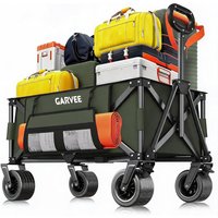Foldable handcart, 200kg load capacity & 200L volume, hand truck with brakes & 20cm off-road wheels, collapsible transport cart with side pockets for the beach, camping, and garden