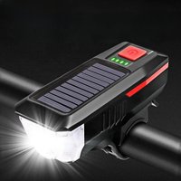 Solar Bicycle Light USB Rechargeable Power Display MTB Mountain Road Bike Front Lamp with Horn Flashlight Bicycle Light