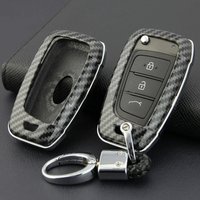 Carbon Fiber Car Flip Key Cover Case Fob Chain Holder Accessories For Hyundai Tucson Sonata Venue Accent Santa Fe Kona Elantra
